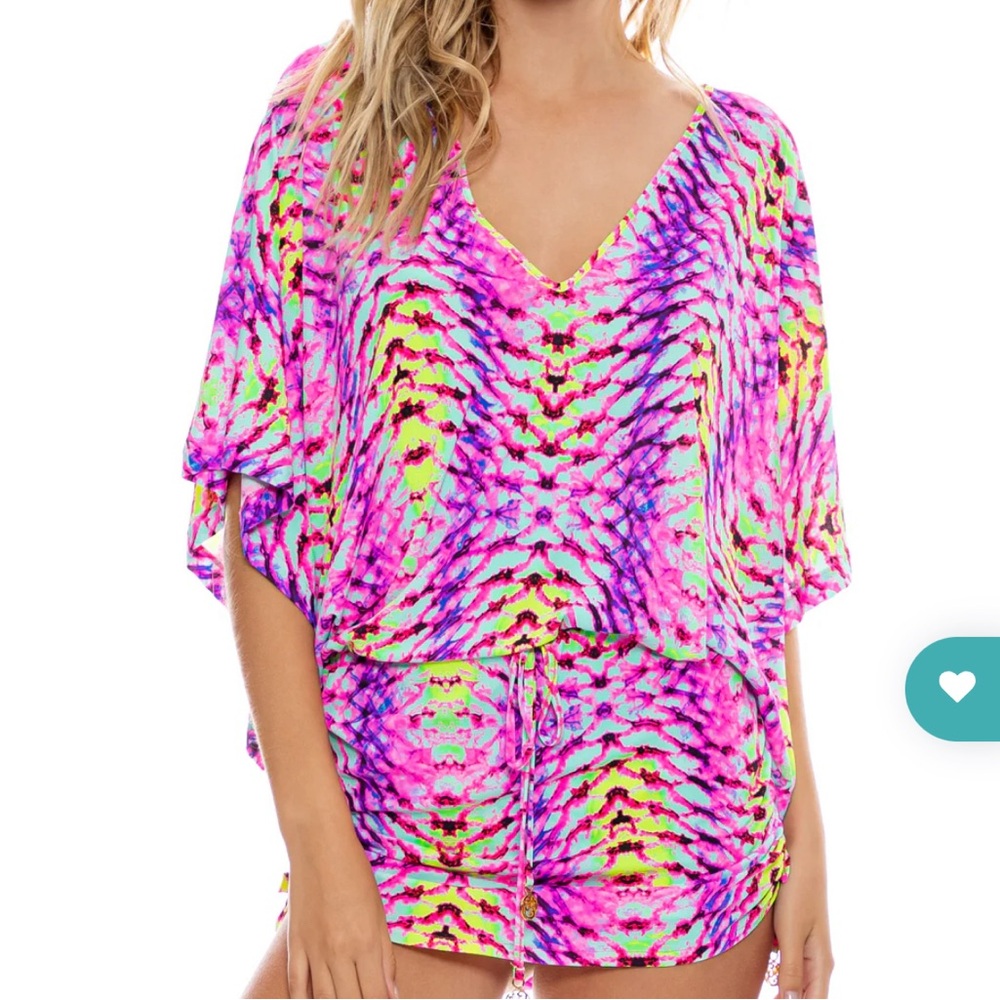 Luli Fama OASIS BABE - Cabana V Neck Dress Coverup  size L large